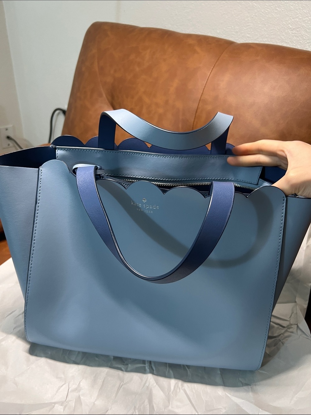 kate spade Light Blue Scalloped Tote